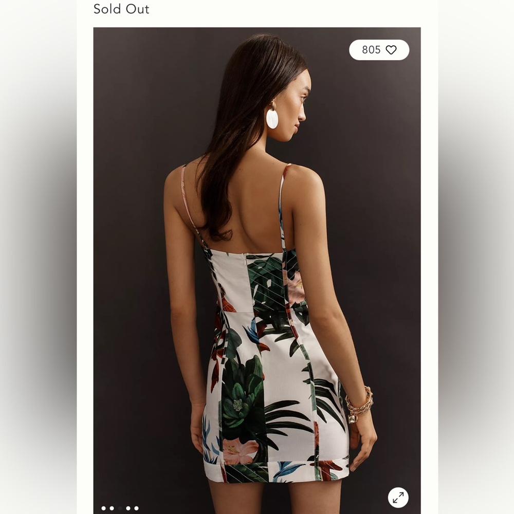 Farm Rio Midnight Macaw Fiesta Off-White Sleeveless Flower Mini Dress - Picture 4 of 14